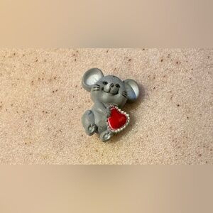 Russ Gray Mouse with Red Heart Figurine